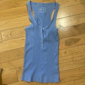 Blue Aerie Button Down Tank Medium